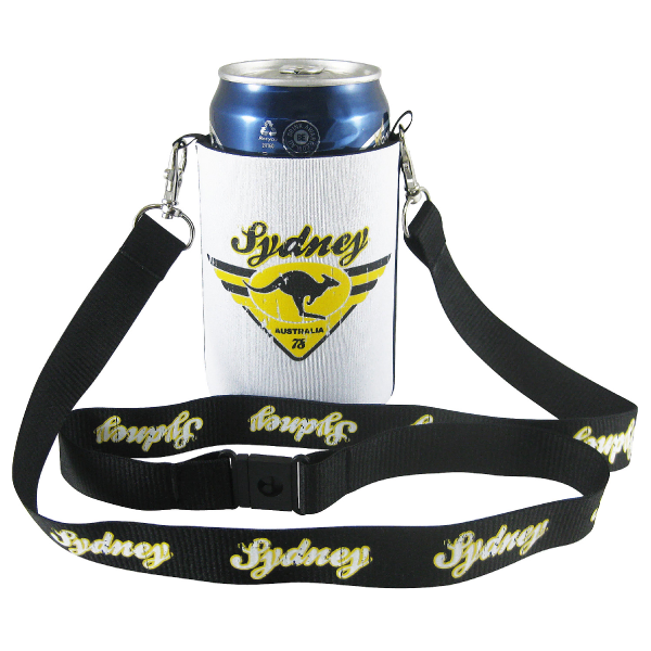 Foldable Can Cooler with Lanyard