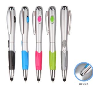 4 Assorted Color Bligh LED Stylus Plastic Pen