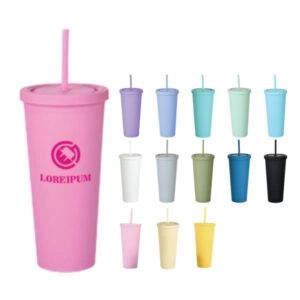 Promotional Florida Matte Plastic Cups With Lid & Straw 24oz