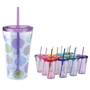 Promotional Orlando Plastic Cups With Lid & Straw 24oz
